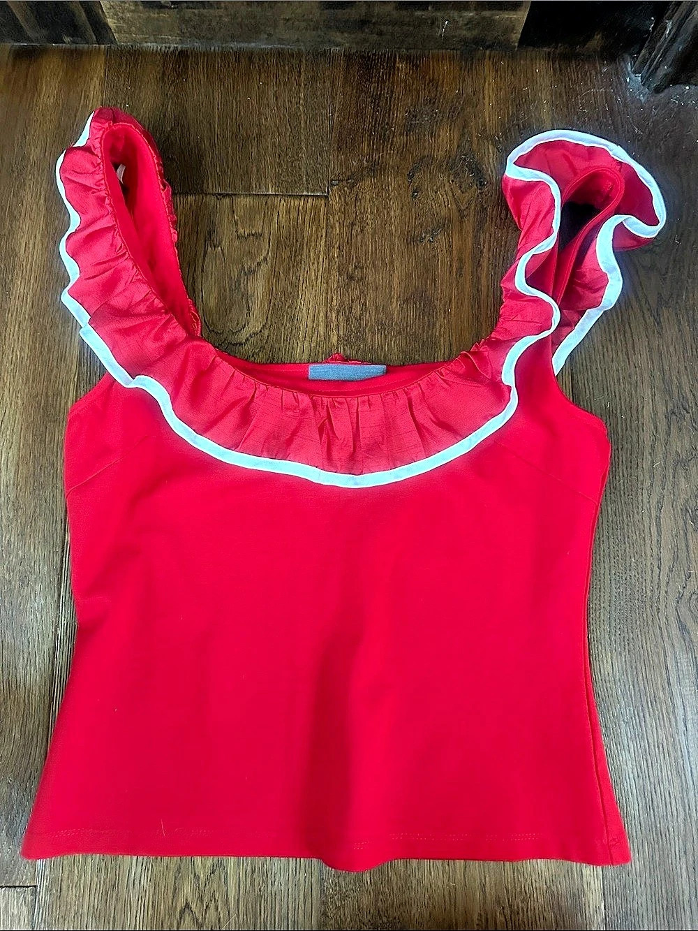 🌻🌻NEW Sunday in Brooklyn Ruffle-Trim Tank Red & White - Medium